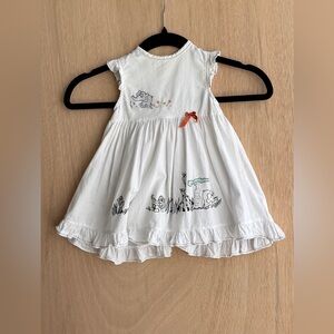 White Baby Dress with Whimsical Safari Animals18-24M Cottagecore Heirloom
